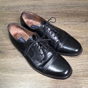 Bostonian Mens 9 Oxford Black Leather Cap Toe Classics First Flex 20390